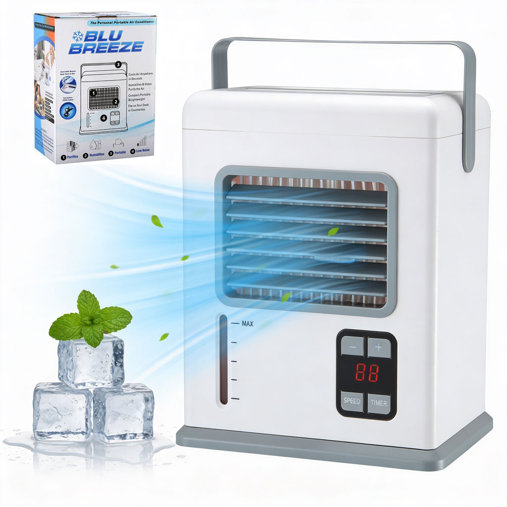 Refroidisseur d'Air Ăvaporatif Portable USB/AC Blu Breeze - Ù
ۚ۱ۯ ÙÙۧۥ Ù
ŰÙ
ÙÙ Ù
Űč Ù۞ۧÙ
۷ۧÙŰ© Ù
ŰČŰŻÙŰŹ