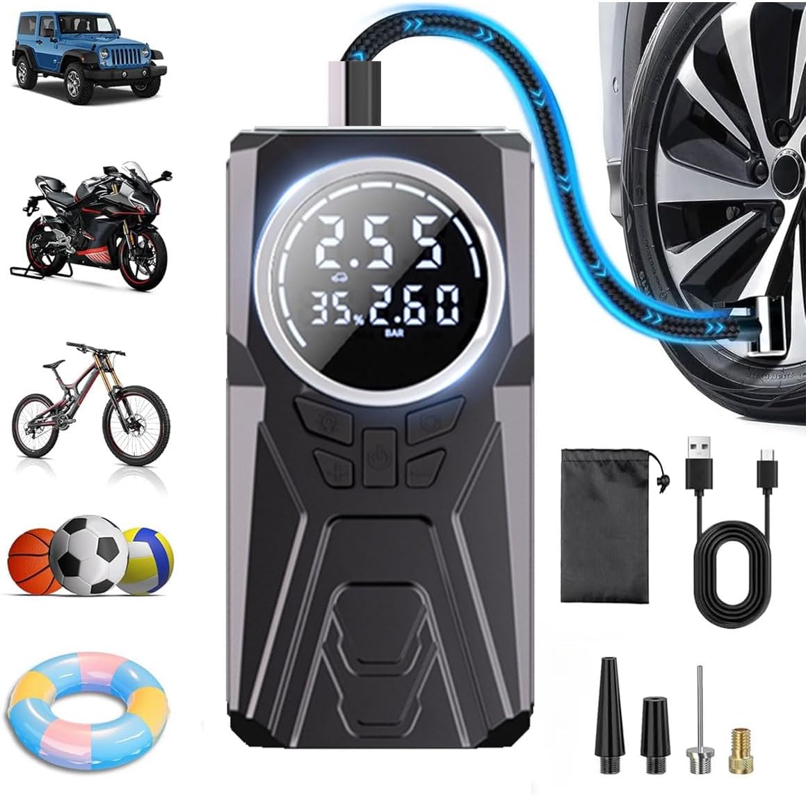 Compresseur d'Air Portable Rechargeable 4500mAh 150PSI - Ù
۶۟۩ ۄ۷ۧ۱ۧŰȘ Ùۧ۳ÙÙÙŰ© ۰ÙÙŰ©
