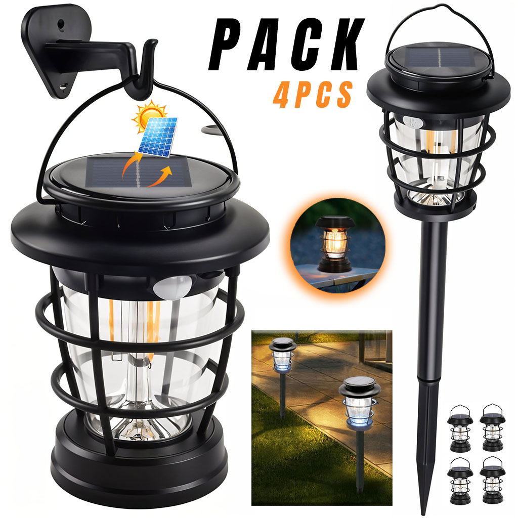 PACK X 4 Lanterne de Jardin Solaire avec Détecteur de Mouvement JF-8818 – مصباح خارجي يعمل بالطاقة الشمسية
