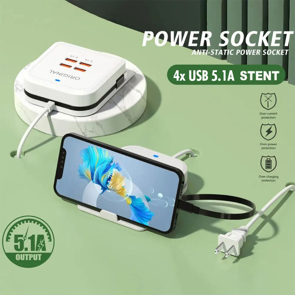 Station de charge rapide universel multiports 4 USB avec Cable Type-C â ێۧŰÙ Ù
ŰȘŰčŰŻŰŻ ۧÙÙ
ÙۧÙ۰