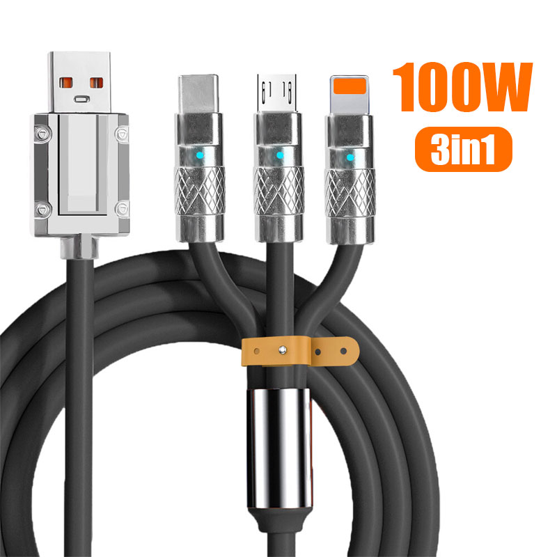 CĂąble de charge Rapide 3en1 CĂąble USB de 1.2 m avec 3 connecteurs 100W â ÙŰ§ŰšÙ ŰŽŰÙ ŰłŰ±ÙŰč