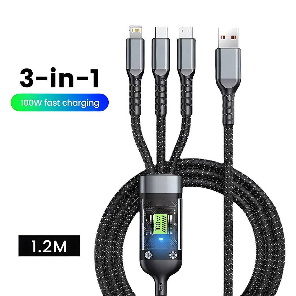 CĂąble USB 3en1 100W Charge rapide pour tout Type de Smartphone â ÙŰ§ŰšÙ ŰŽŰÙ ŰłŰ±ÙŰč
