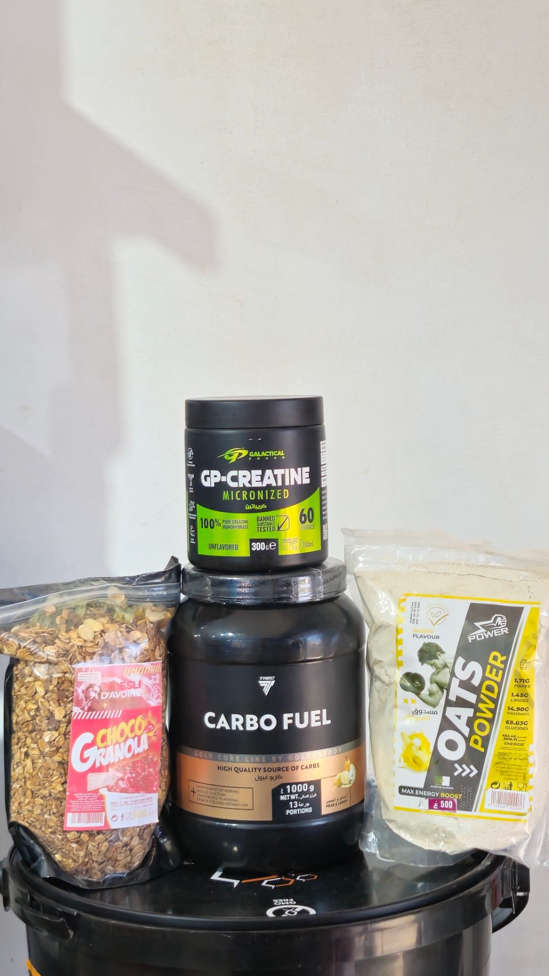 Carbo fuel + gp creatine + choufane + Granola