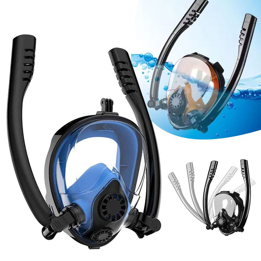 Masque de PlongĂ©e IntĂ©gral 180 ° Grande vue Anti-buĂ©e avec Double Tubes- ÙÙۧŰč ŰșÙŰ” Ű„ŰŰȘ۱ۧÙÙ