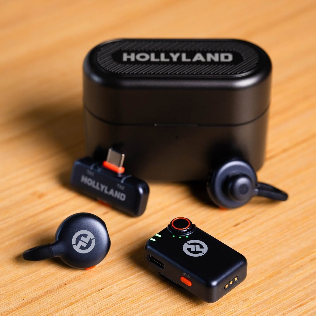 Microphone cravate sans fil Hollyland Lark M2S Combo (récepteur caméra + récepteur USB-C + cùble Lightning)