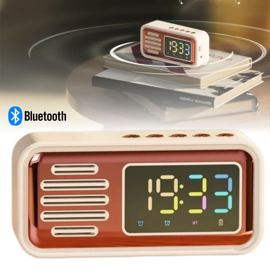 RĂ©veil Bluetooth RĂ©tro avec Haut-Parleur et Fonction IPX5 â ۳ۧŰčŰ© Ù
ÙŰšÙ ŰšÙÙŰȘÙŰ« Ù
Űč Ù
Ùۚ۱ Ű”ÙŰȘ