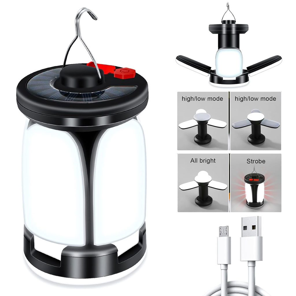 Lanterne de camping Rechargeable avec 6 modes d’éclairage, 60 LED