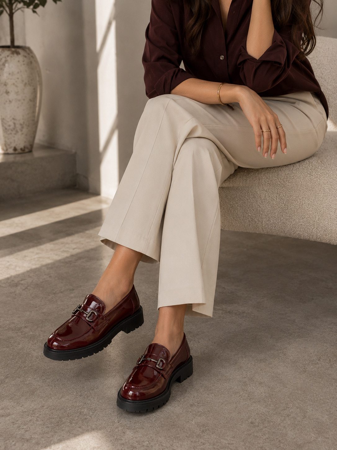 MOCASSIN K BORDEAUX VERNIS