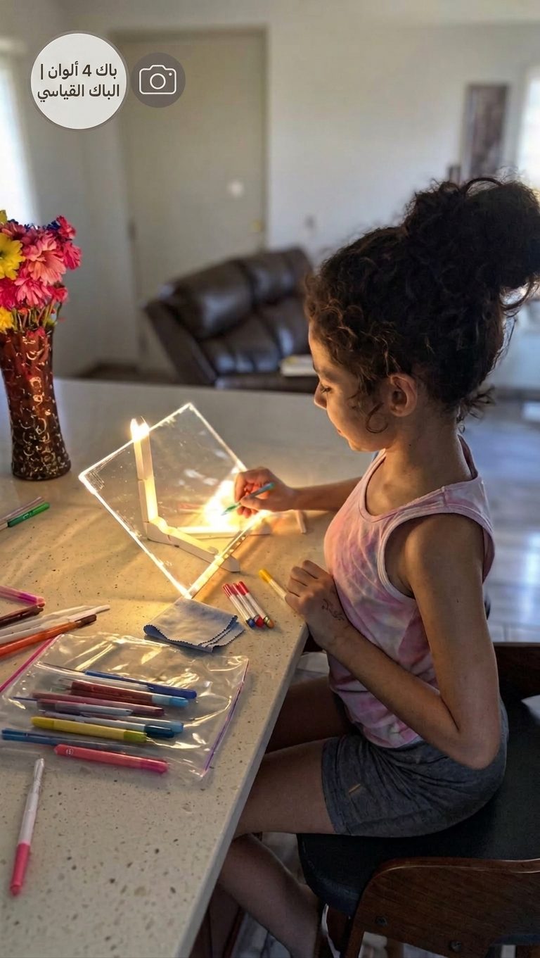 Tableau à Dessin LED coloré avec 4 stylos 30x20cm – لوحة مضيئة للرسم والتلوين