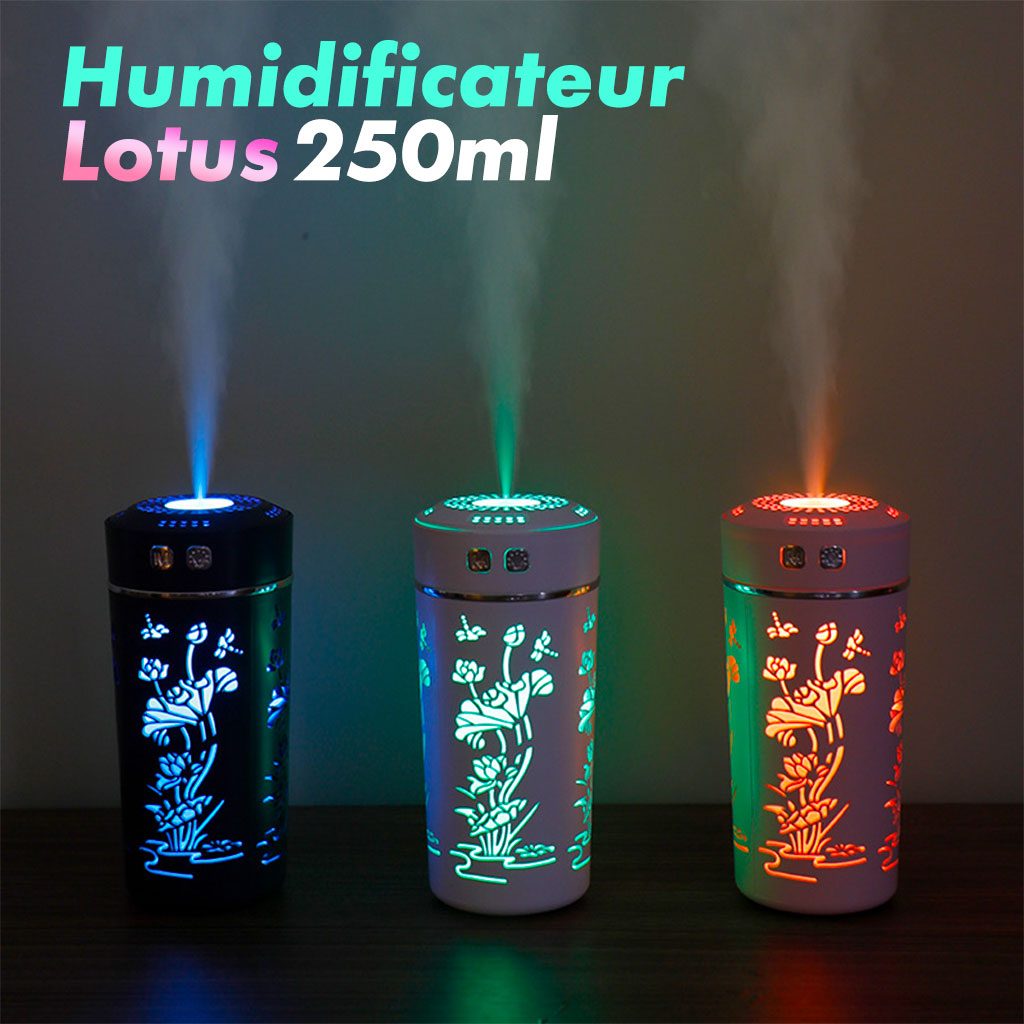 Diffuseur dâhuiles essentielles et dâarĂŽme froid, tasse de fleur de Lotus USB 250ml