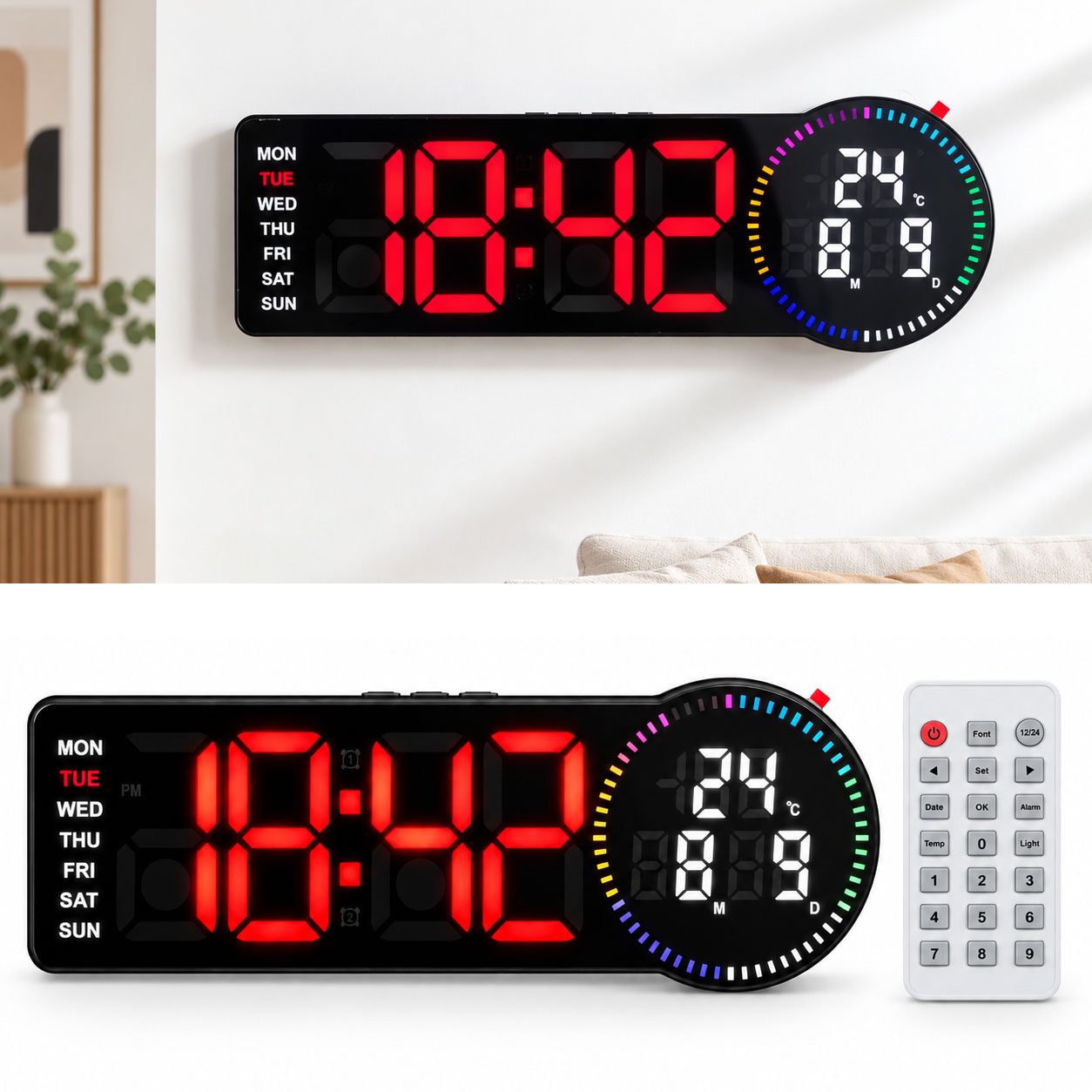 Horloge Murale NumĂ©rique LED RGB avec TĂ©lĂ©commande et Calendrier 6688 - ۳ۧŰčŰ© Űۧۊ۷ ۱ÙÙ
ÙŰ© ۰ÙÙŰ© ۄ۶ۧۥ۩ Ù
Űč Ù
ÙŰšÙ Ùۯ۱ۏ۩ Ű۱ۧ۱۩