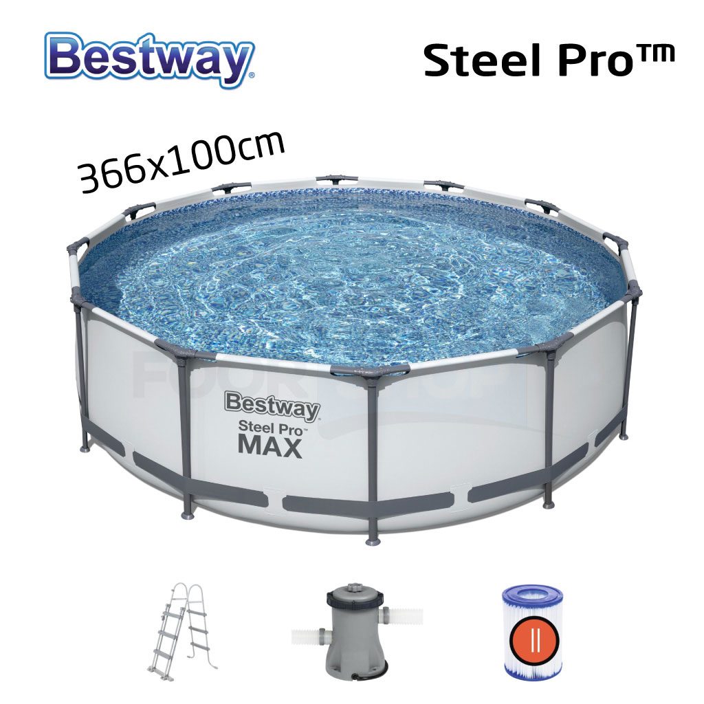 Steel Pro Max™ Piscine Ronde Avec Pompe Filtrante et Echelle 366x10cm Bestway
