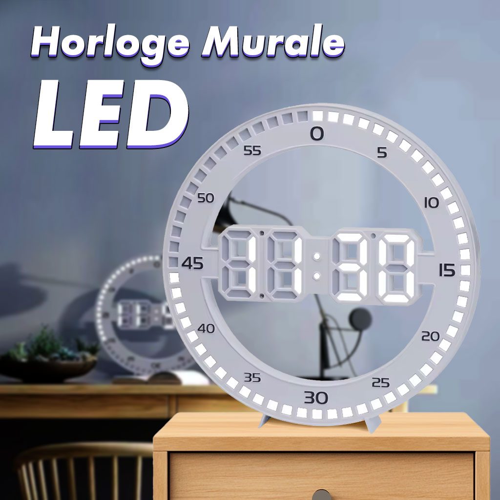 Horloge Murale et Réveil Affichage des Chiffres LED