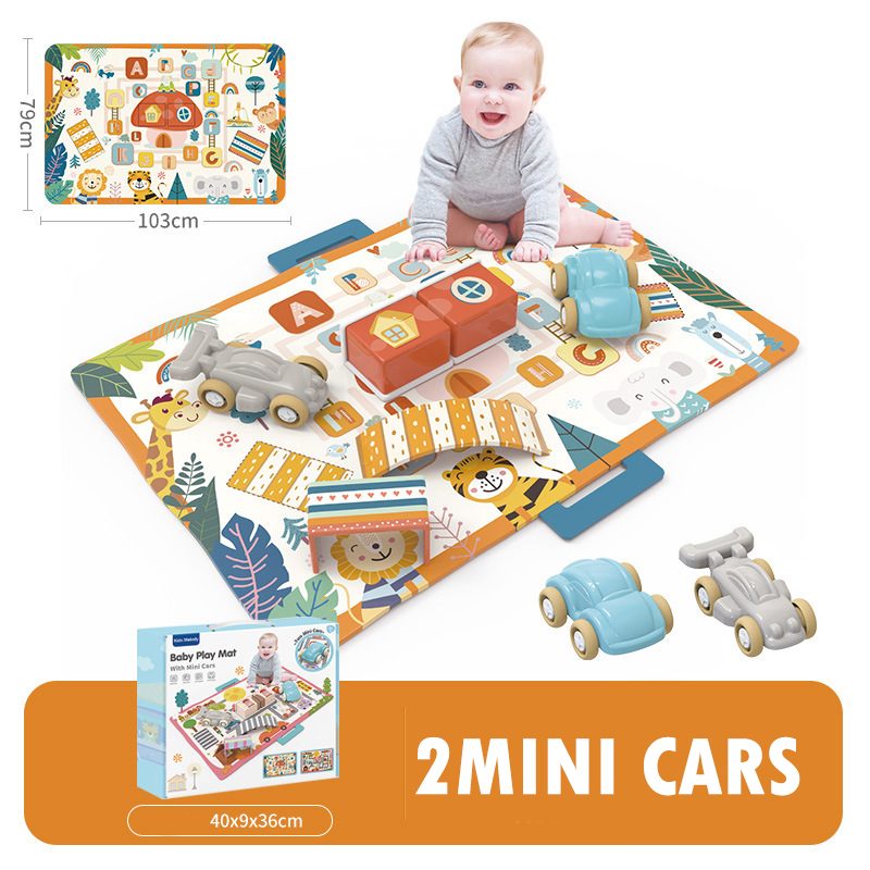 Tapis d’eveil circuit jungle avec 2 voiturettes 103 cm x 79 cm