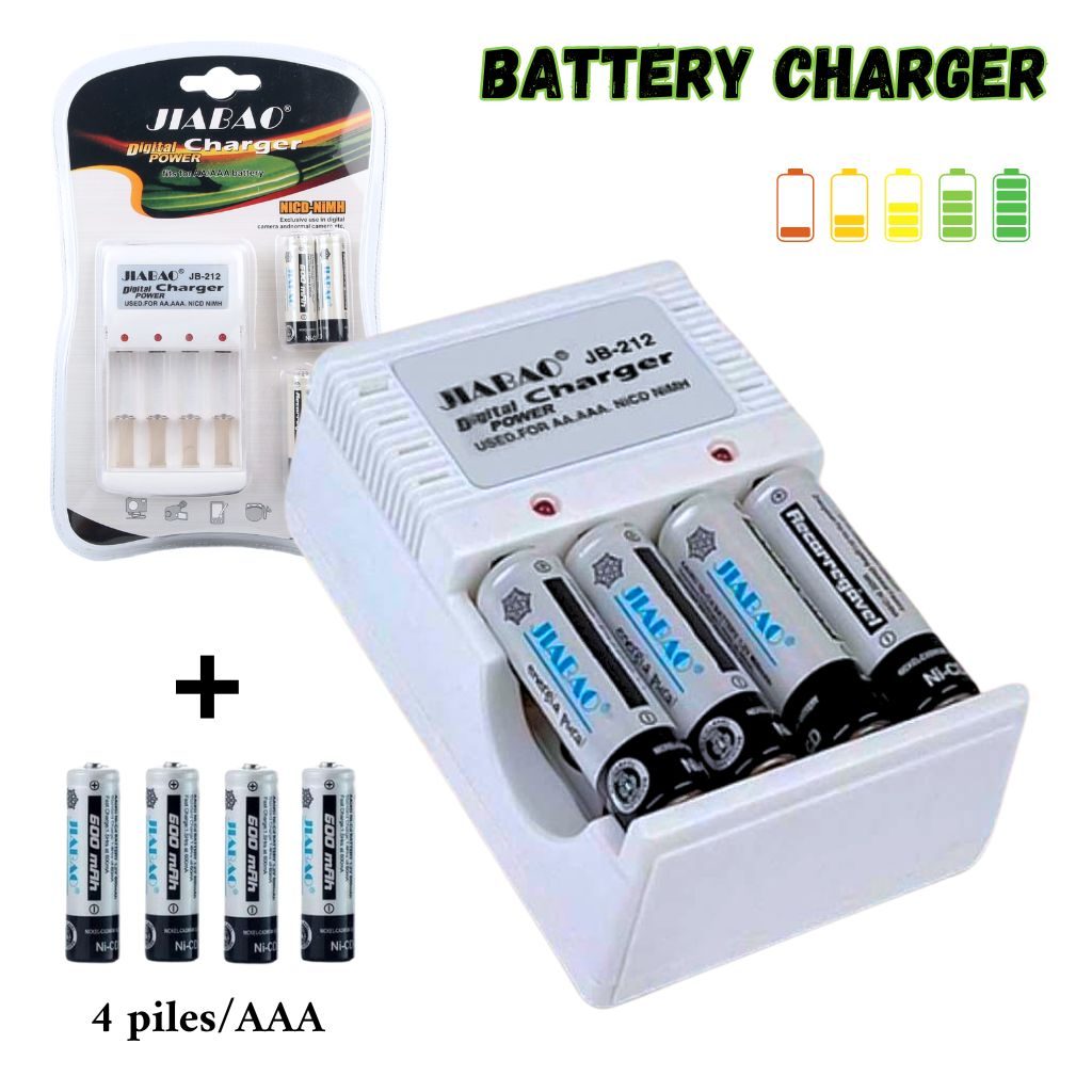 Chargeur des piles rechargable avec 4 piles Jiabao Jb-212