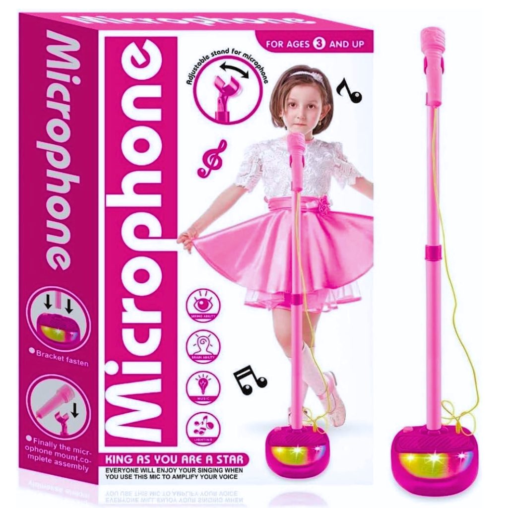 Microphone sur pied karaoké pour enfants avec lumières sonores