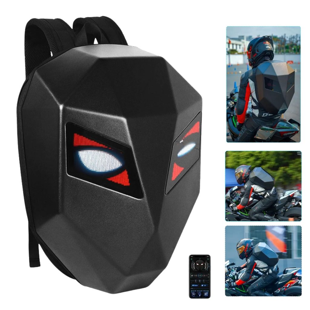 Crelander Sac à dos moto a écran d'affichage LED 3D,extensible et étanche