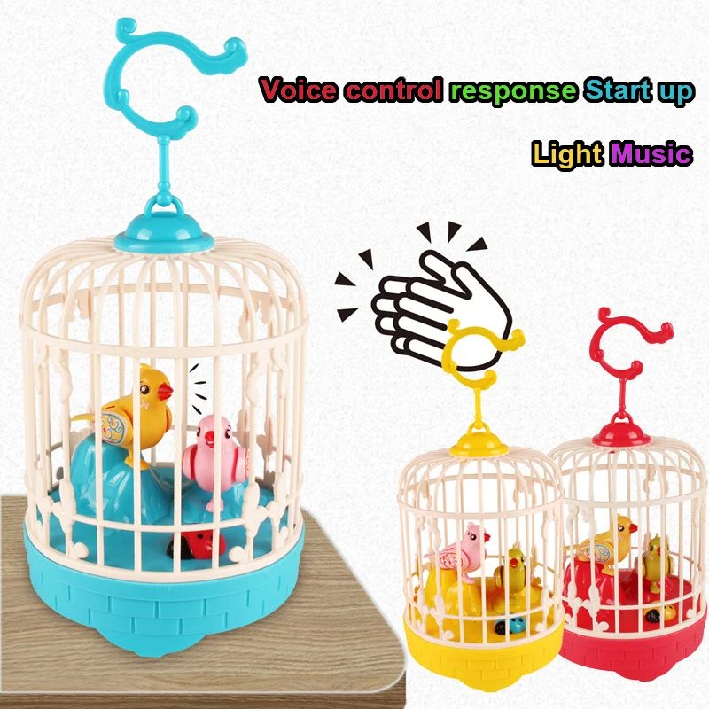 Cage à oiseaux Jouet éducatif d'enregistrement vocal avec de la musique et de la lumière