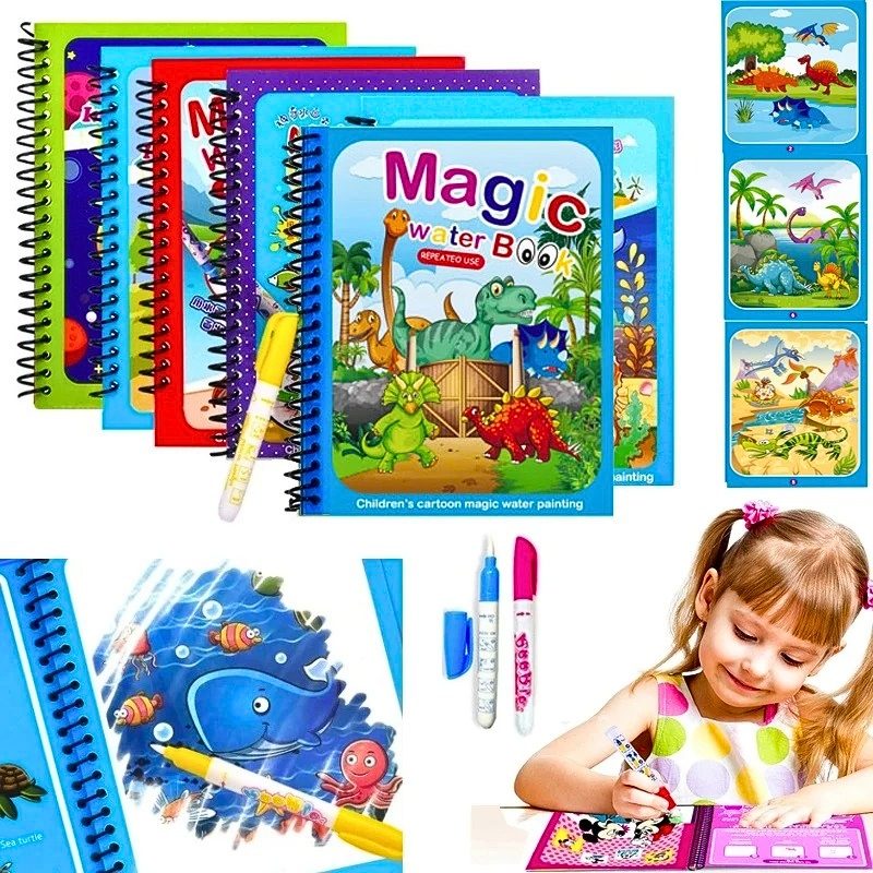 Livre De Dessin À L'eau Magique, Jouet de Coloriage Réutilisable Pour enfants
