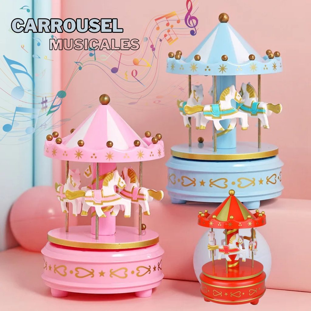 Carrousel Music Box Rotatif à 4 Chevaux Classique Melody