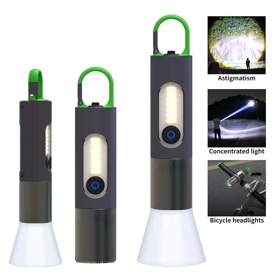 Lampe de poche LED zoomable 4 modes, Rechargeables 1800mAh