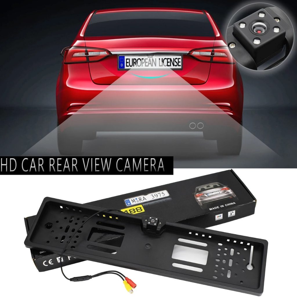 Caméra de recul HD pour voiture, Avec cadre de plaque d'immatriculation Standard , étanche, Vision nocturne, 4 LED