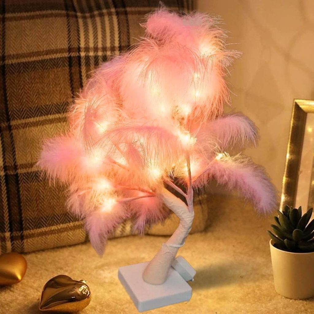 Lampe a chevet en forme D’Arbre Lumineux 45cm / 220V- Rose