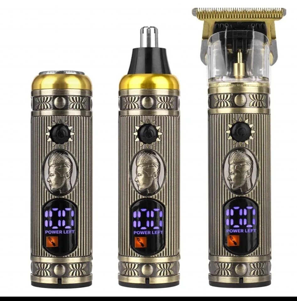 Ensemble  de rasoir électrique pour hommes, tondeuse pour barbe et nez, chargeur USB, avec écran LCD