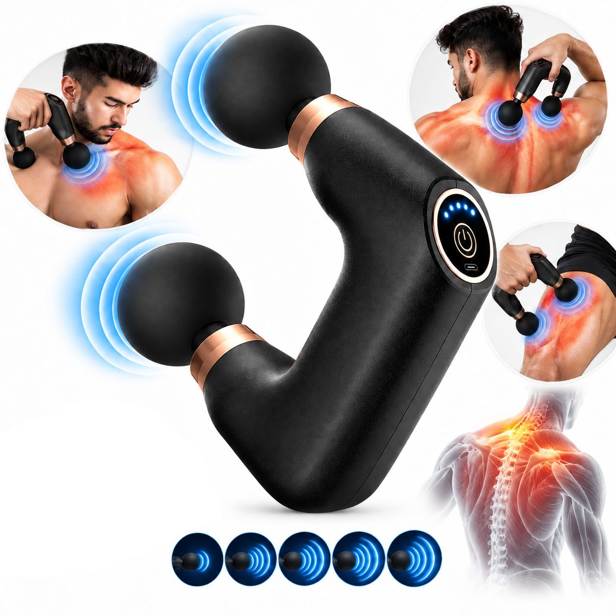Pistolet de Massage Électrique Double Tête FL-818