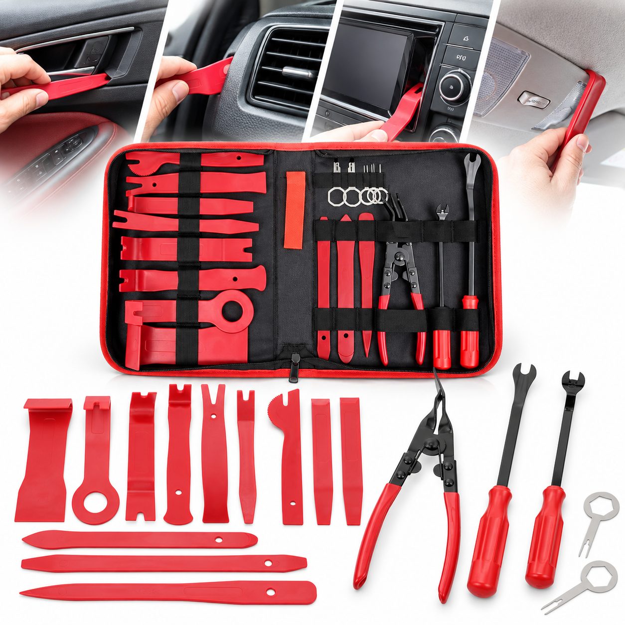 Kit de 16 Outils de Démontage de Garniture Auto et Finitions Intérieures
