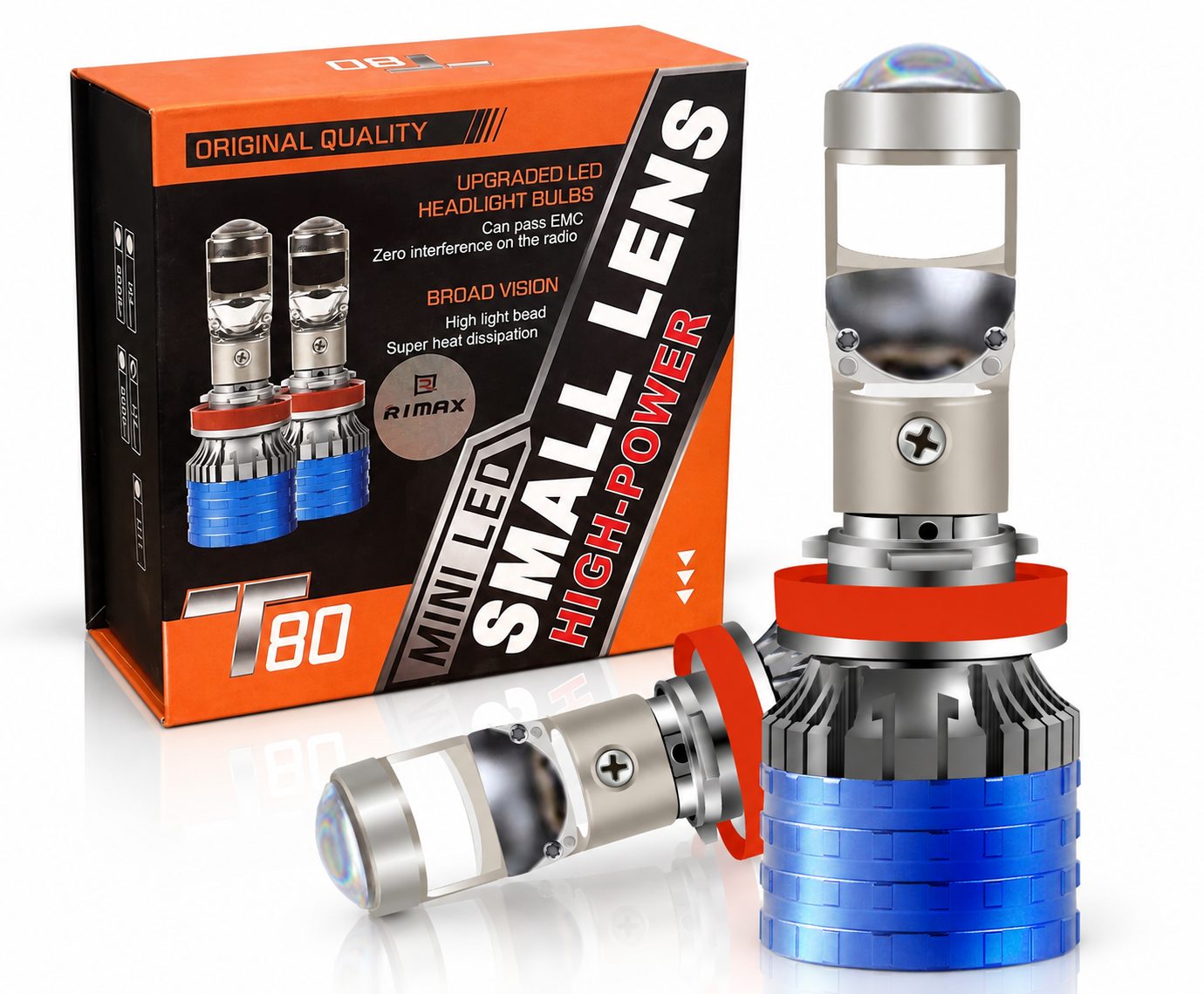 T80 Mini Loupe de Phare Laser LED H7 avec Lentille de Projecteur