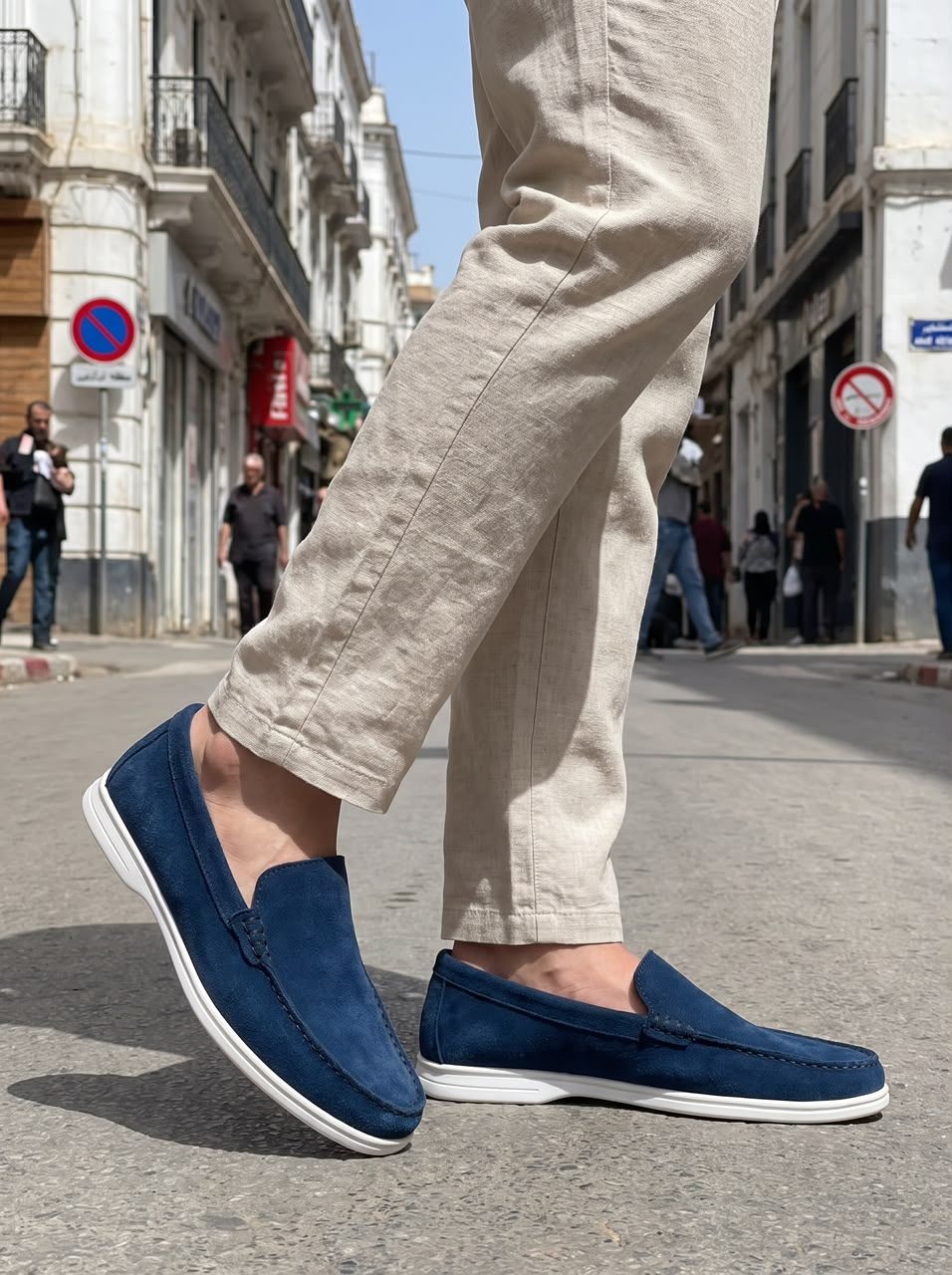 MOCASSIN CUIR BLEU