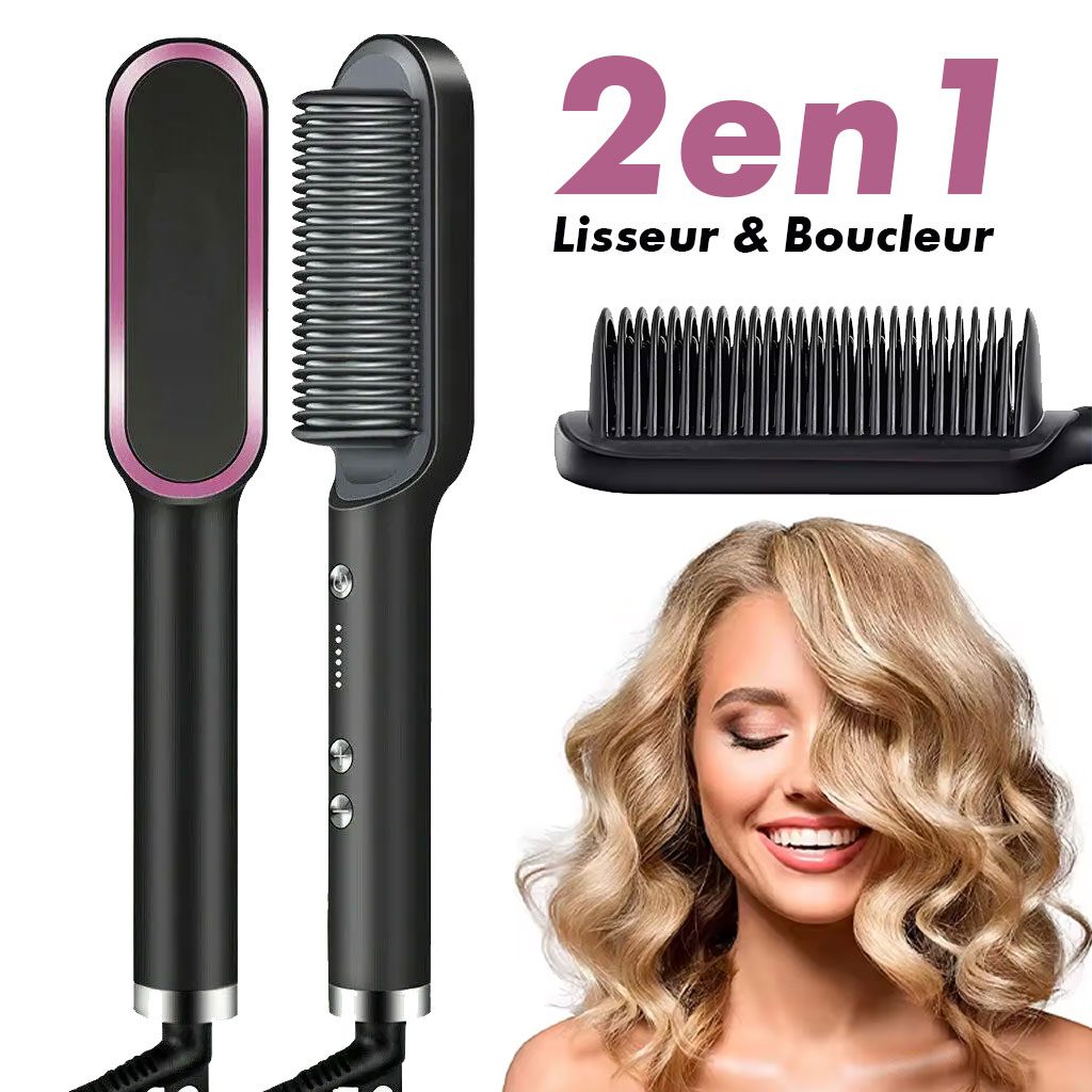 Brosse à cheveux chauffante en céramique 6 niveaux de chaleur  360° – Lisseur HQT-909B