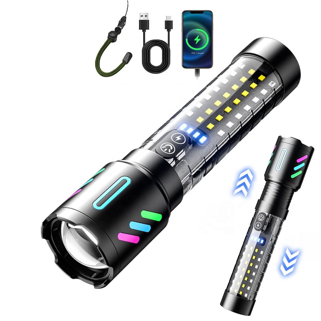 Lampe Torche Tactique LED Rechargeable USB-C