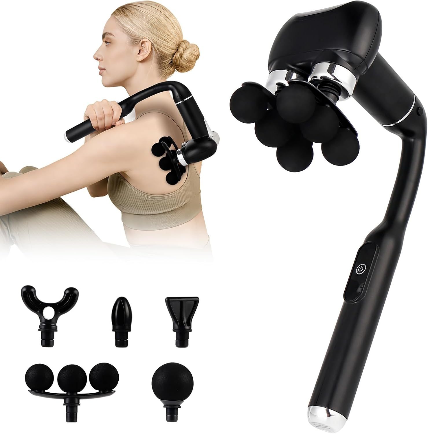 Pistolet de Massage Musculaire Électrique à 6 Têtes