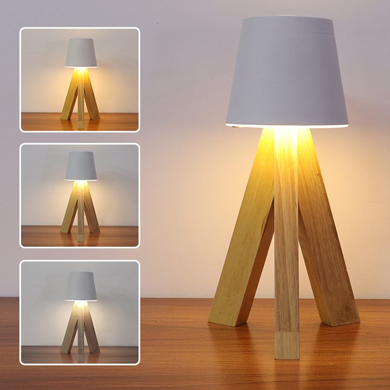 Lampe de Table LED Décorative en Bois, Rechargeable et Tactile