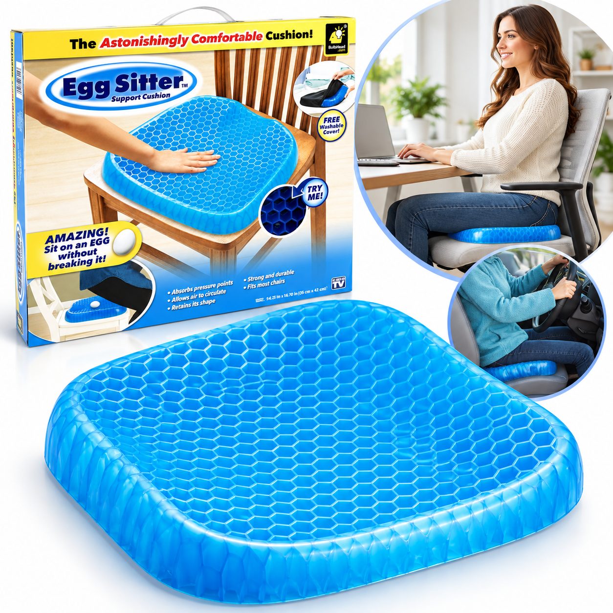 Coussin orthopédique de siège de gel EGG SITTER
