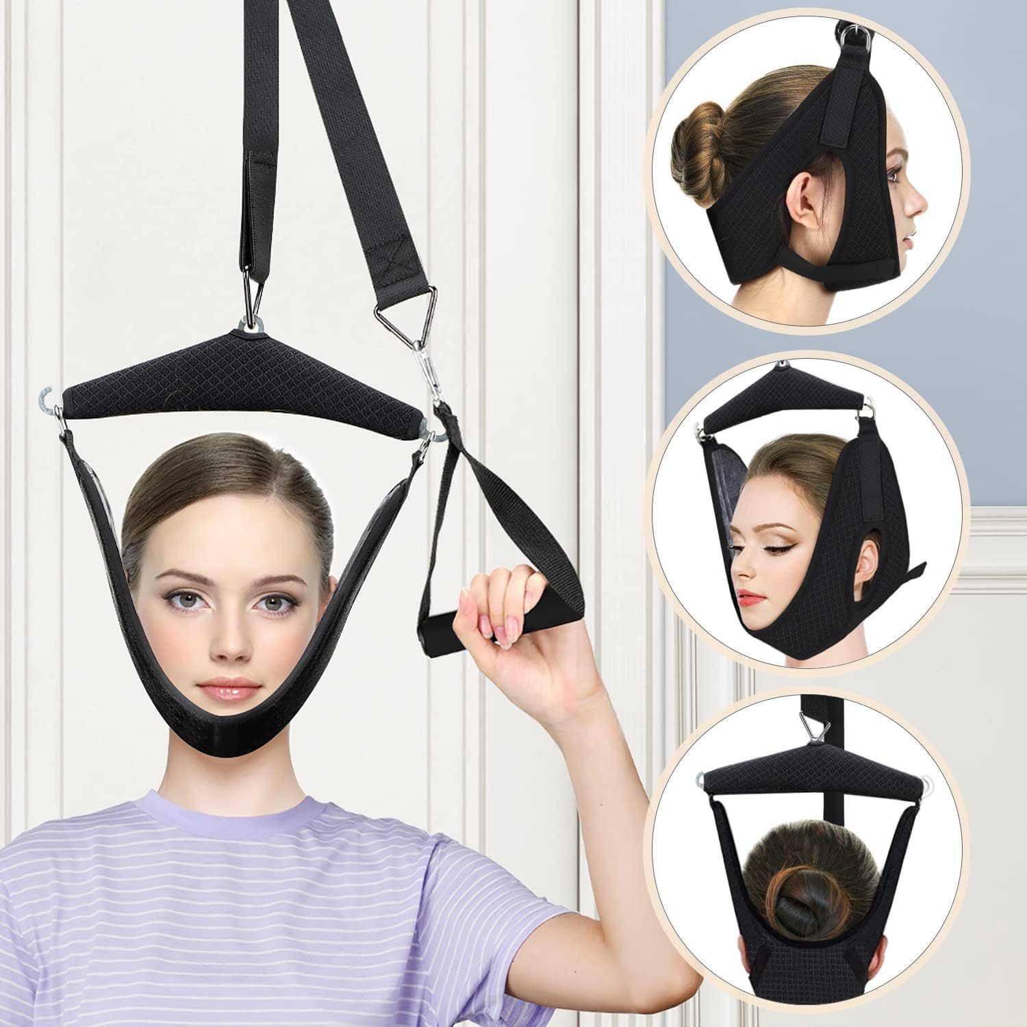Dispositif de traction cervicale pour usage domestique à fixer sur une porte