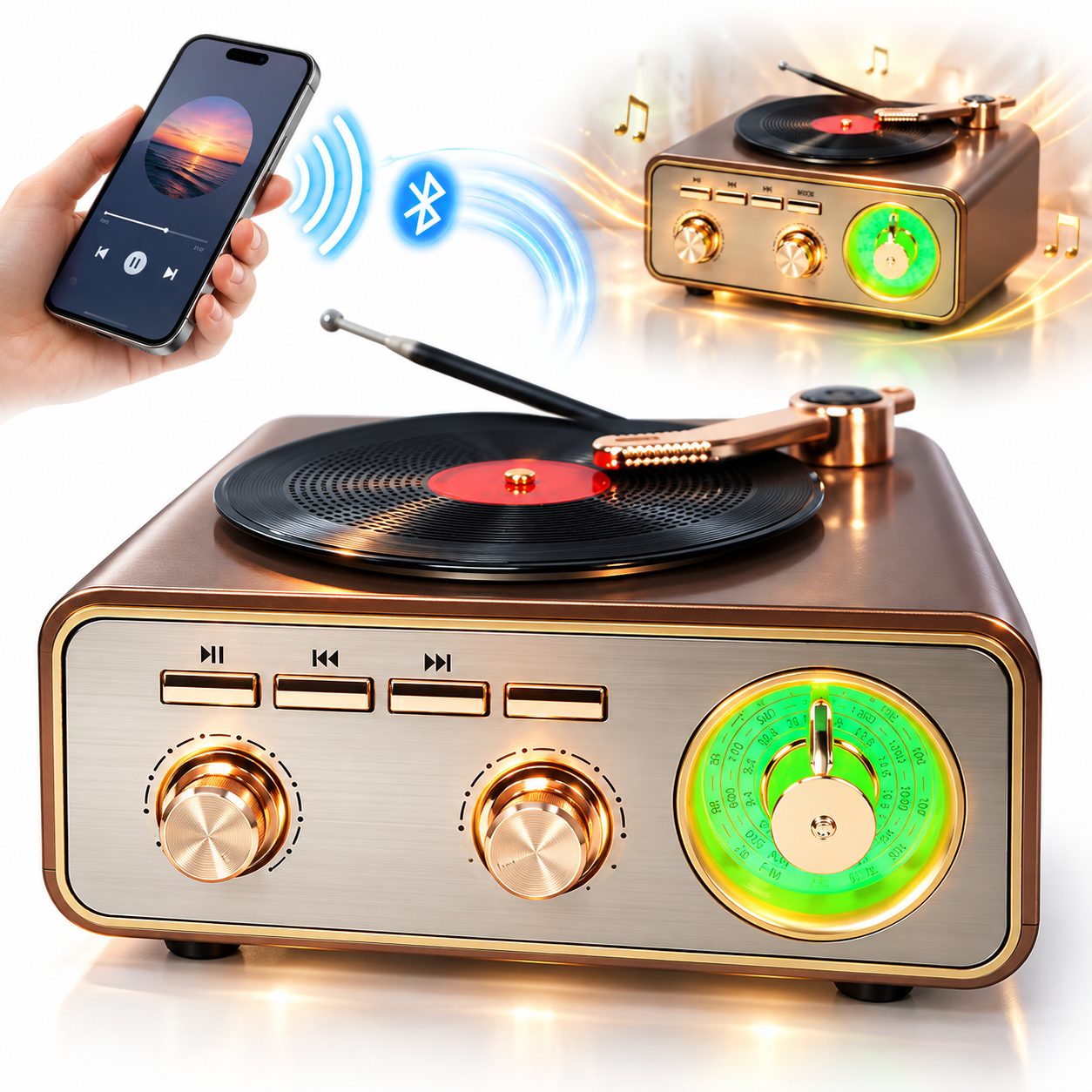 Radio Rétro Bluetooth Portable FM/AM/SW avec USB et TF MD-1217BT