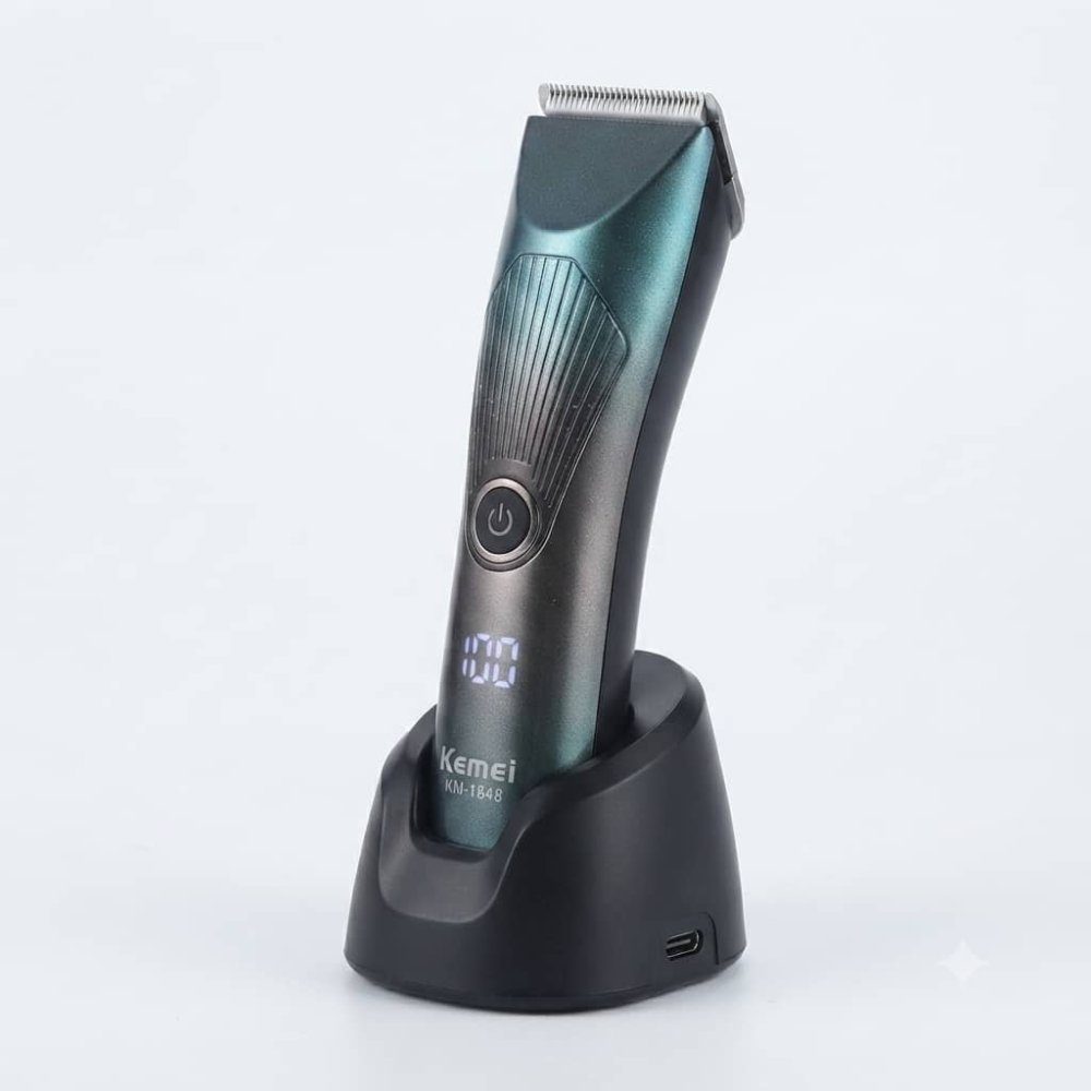 ماكينة حلاقة وتنعيم الجسم والشعر كيمي Kemei KM-1848 - مقاومة للماء IPX7 مع شاشة LCD وقاعدة شحن